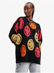 Black Women Patterned Oversize Sweater Desigual Smiley - Women #7449419