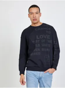 Black Mens Patterned Sweatshirt Desigual Wayne - Men #1050608