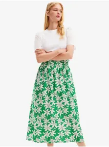 Women's White-Green Floral Midi Dress Desigual Marlon - Women #9006926