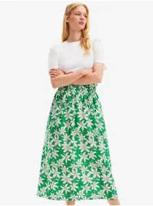 Women's White-Green Floral Midi Dress Desigual Marlon - Women #9006927