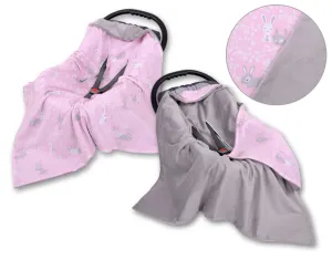 Obojstranná deka do autosedačky - Ružová so zajačikmi