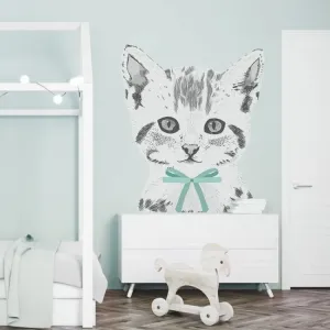 Nálepka na stenu Animals - mačička s mašľou DK235
