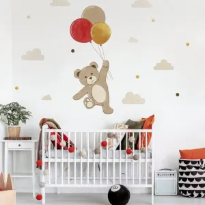 Nálepka na stenu Teddy - medvedík s balónikmi DK241 #4043897