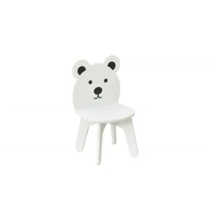 Detská biela stolička - medvedík