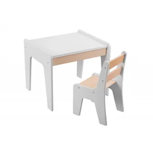 SET detský stolík + 1 stolička - biela/drevo
