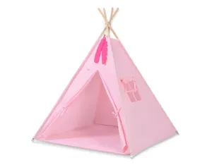 Detský teepee stan ružový + podložka, vankúšiky a dekorácia