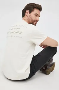 Bavlnené tričko Deus Ex Machina krémová farba, s potlačou #194333
