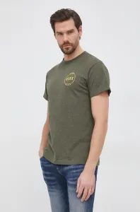 Bavlnené tričko Deus Ex Machina zelená farba, melanžové