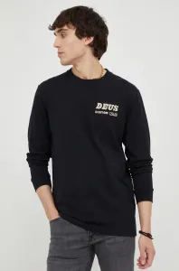 Bavlnené tričko s dlhým rukávom Deus Ex Machina čierna farba, s potlačou #275345
