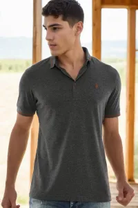 T8586 DEWBERRY MEN'S POLO NECK T-SHIRT-ANTHRACITE-2 #9113654
