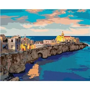 Diamondi – VEČERNÁ PANORÁMA MESTA VIESTE, 40 × 50 cm, napnuté plátno na rám