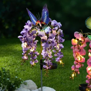 Die moderne Hausfrau Solární zahradní zápich Květ s motýlem, lila