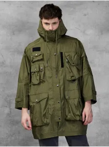 Khaki Men's Oversize Lightweight Hooded Jacket with Diesel Pockets - Men's #638789