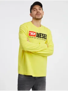 Žlté pánske tričko s dlhým rukávom Diesel