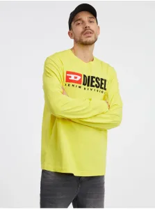 Žlté pánske tričko s dlhým rukávom Diesel #7469904