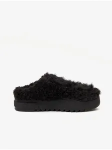 Black Women's Slippers Made of Artificial Fur Diesel Shika - Women #639487