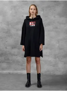 Black Women's Oversize Hooded Sweatshirt Dress Diesel - Women #638949