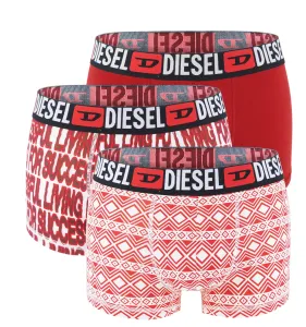 DIESEL - pánske boxerky 3PACK cotton stretch red graphic theme - limitovaná fashion edícia