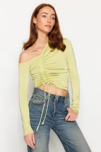Dilvin 10369 Right Open Shoulder Gathered Sweater