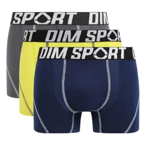 DIM SPORT COTTON STRETCH BOXER 3x - Pánske športové boxerky 3 ks - žltá - modrá - čierna #7141916