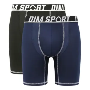 DIM SPORT LONG BOXER 2x - Pánske športové boxerky 2 ks - čierna - modrá #7141725