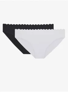 DIM BODY TOUCH COTTON SLIP 2x - Dámske bavlnené nohavičky 2 ks - čierna - biela #3821405