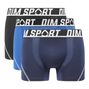 DIM SPORT MICROFIBRE BOXER 3x - Pánske športové boxerky 3 ks - čierna - modrá #7141921