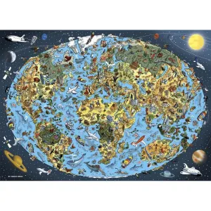 Dino Puzzle Kreslená mapa sveta 1000 dielikov
