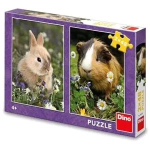 Puzzle 2x48 Králíček a morče - autor neuvedený