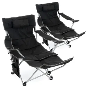 Divero 75907 Kempingová stolička s odnímateľnou podnožkou, čierna