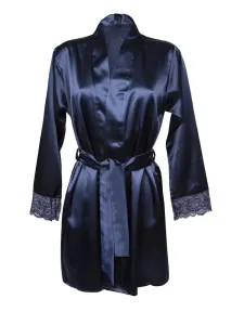 DKaren Woman's Housecoat Gosia Navy Blue