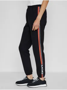 Čierne dámske straight fit nohavice s pruhmi DKNY