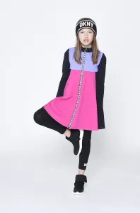 Dievčenské šaty Dkny ružová farba, mini, áčkový strih #260060
