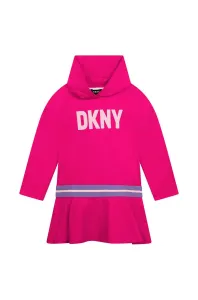 Dievčenské šaty Dkny ružová farba, mini, áčkový strih #5438576
