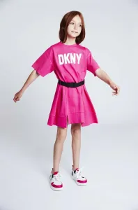 Dievčenské šaty Dkny ružová farba, mini, oversize #7529126