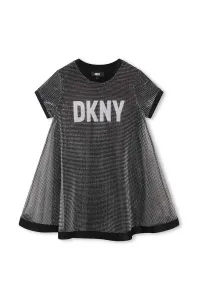 Dievčenské šaty Dkny šedá farba, mini, áčkový strih #8751583