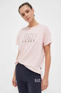 Bavlnené tričko Dkny ružová farba #8656642