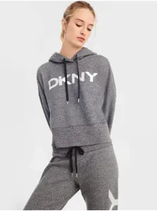 Šedá dámska mikina s kapucou DKNY Exploded Logo #728495
