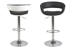 Dkton Dizajnová barová stolička Natania, bielo čierna a chrómová