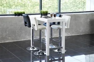Dkton Dizajnová barová stolička Nerine, biela a chrómová-ekokoža