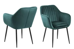 Dkton 23439 Dizajnová stolička Nashira, fľaškovo zelená, kovová