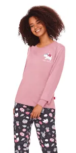 Dlhé pyžamo s potlačou zvieratiek Doctor Nap PM.4117 Ružovo-sivá XL