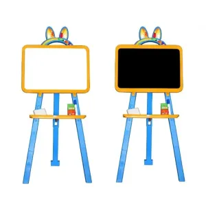 DOLONI - tabuľa obojstranná ( magnetická / kresliaca ) 35cm x 48cm x 7cm - modro-žltá