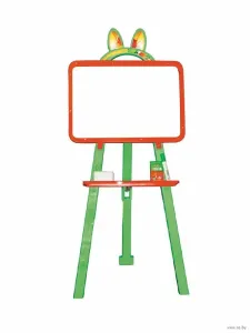 DOLONI - tabuľa obojstranná ( magnetická / kresliaca ) 35cm x 48cm x 7cm - zeleno-oranžová