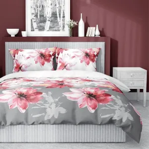 Bavlnená posteľná bielizeň s krásnym vzorom červeno-ružových kvetín #5813676