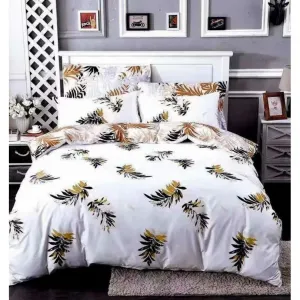 Biele posteľné obliečky s motívom listov 3 časti: 1ks 160 cmx200 + 2ks 70 cmx80