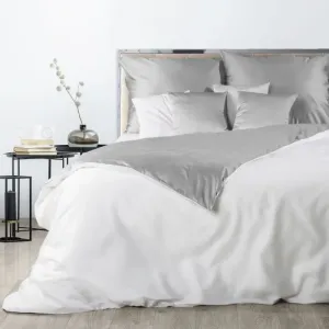 Bielo sivé obojstranné posteľné obliečky z bavlneného saténu 2 časti: 1ks 140 cmx200 + 1ks 70 cmx80