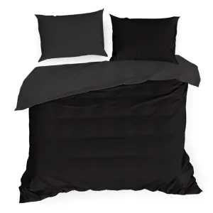 Luxusné čierne posteľné obliečky bavlnený satén 2 časti: 1ks 140 cmx200 + 1ks 70 cmx80