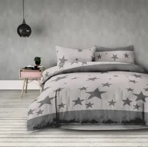 Svetlosivé posteľné obliečky so vzorom hviezd 160 x 200 cm