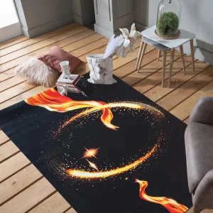 Čierny koberec s ohnivým kruhom #7555301